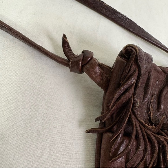 VICKI LOVE Boho Artisan Handmade Leather Crossbody Purse Bag Rose Fringes - Picture 16 of 16